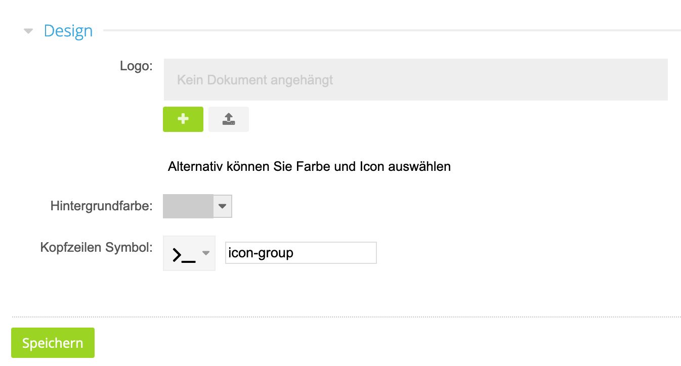 Einstellungen zur Individualisierung einer Gruppe mit Logo und Symbolauswahl